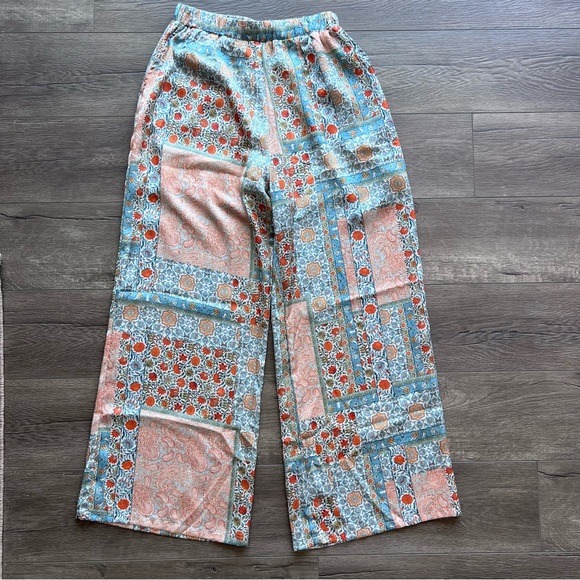 NWT DRA Floral Patchwork Palazzo Wide Leg Pants with Pockets Small - Picture 11 of 13